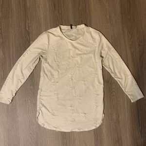 Distressed long fit shirt